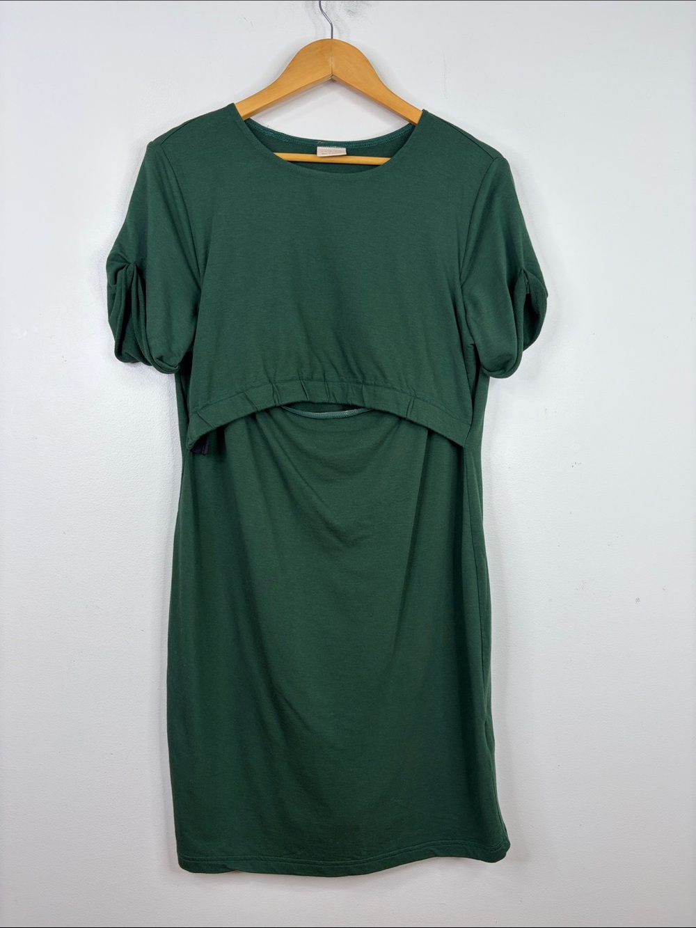 Carry Maternity Nursing Dress Womens Large Green  Short Sleeve Made in Canada